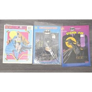 New/Sealed 1989 Batman Puzzle & 1992 Batman Returns Sticker/Activity Book